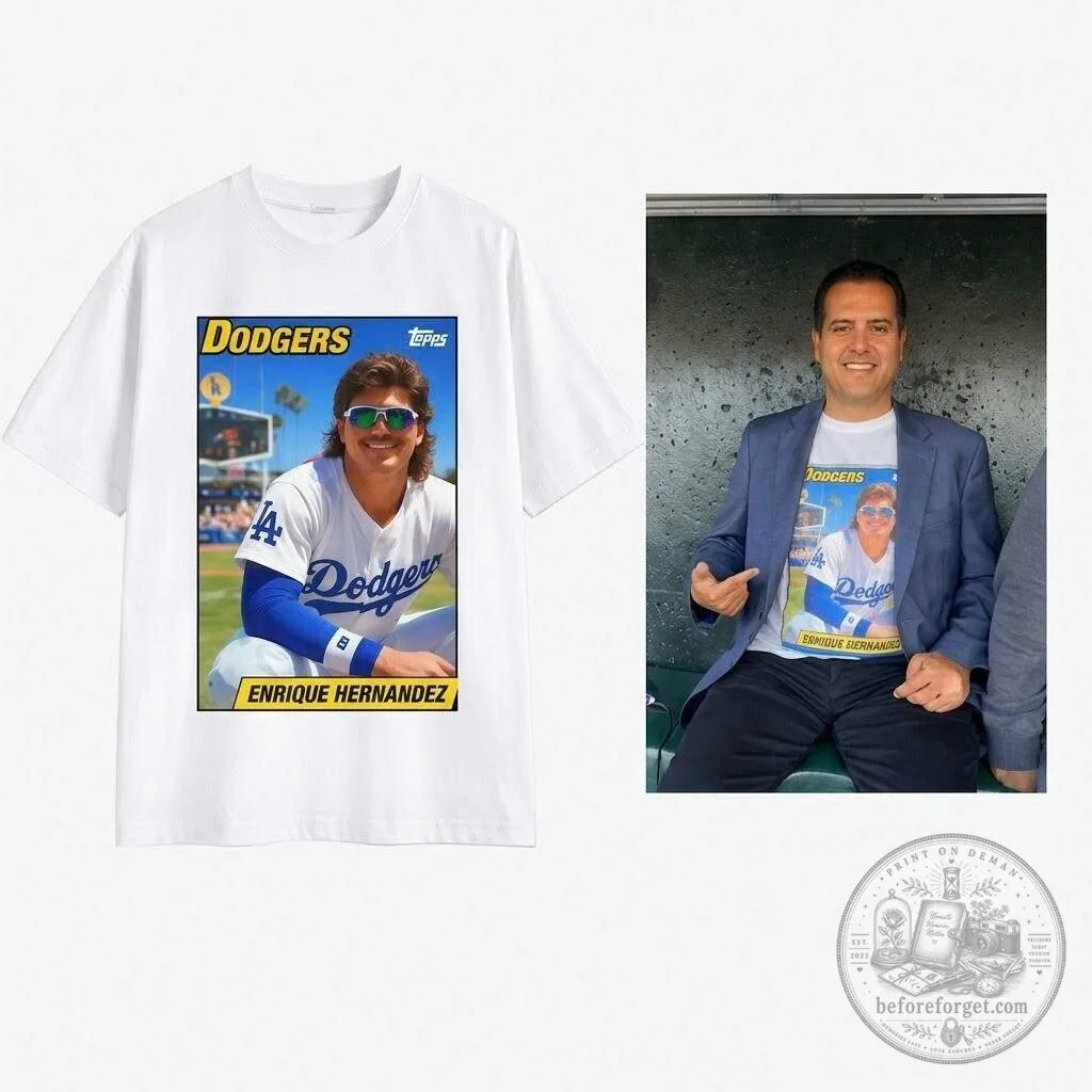 Los Angeles Dodgers Enrique Hernandez Topps Card Graphic T-Shirt